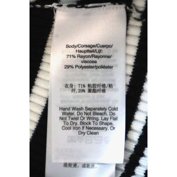 DKNY DD5Z1104 Women's Sz S Black/Ivory Striped Short Sleeve Sweater Dress - Picture 3 of 7